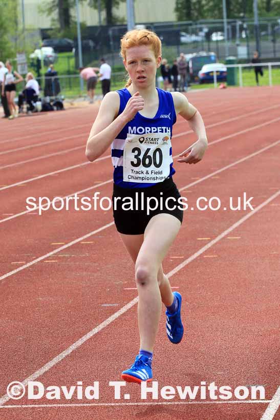 Girls Under-15s 1500 metres, 2023 North Eastern Track and Field Champs., Middlesbrough Sports Village, Middlesbrough. Photo: David T. Hewitson/Sports for All Pics